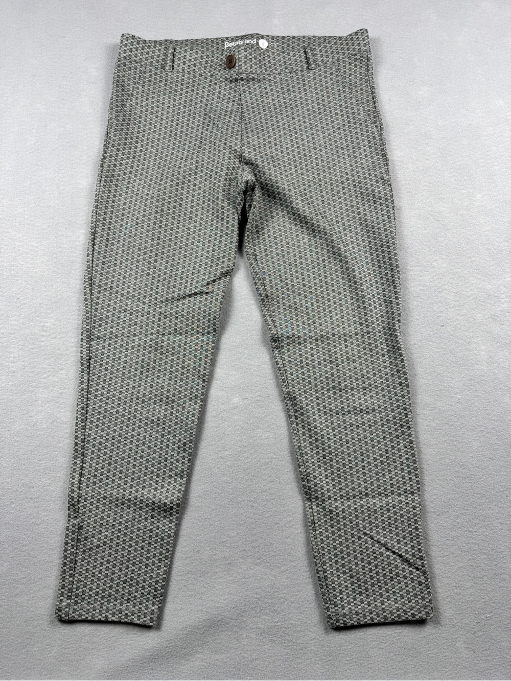 Betabrand Gray Houndstooth Straight Leg  Dress Pant Yoga Pants Large Preppy